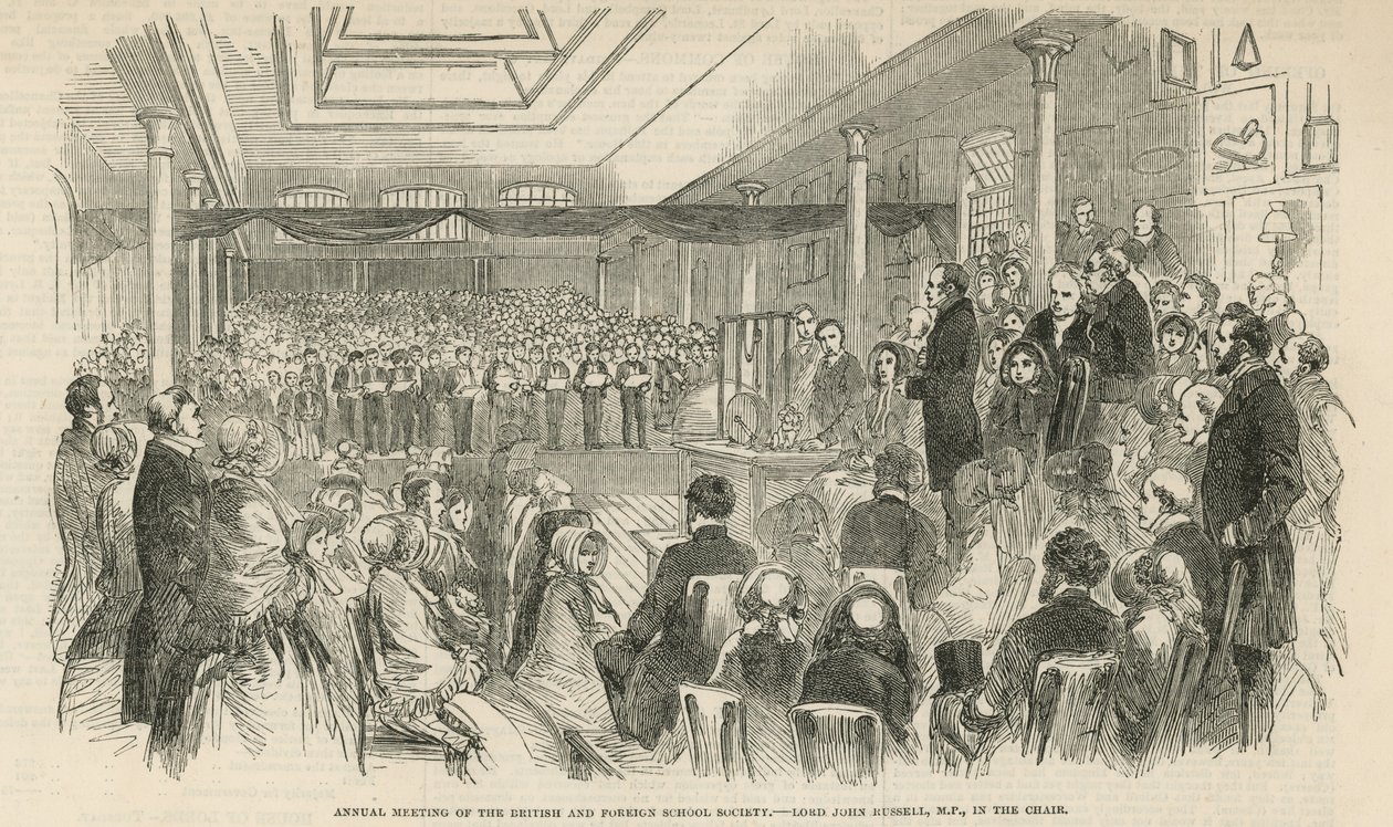 Reunião anual da Sociedade das Escolas Britânicas e Estrangeiras (gravura) de English School