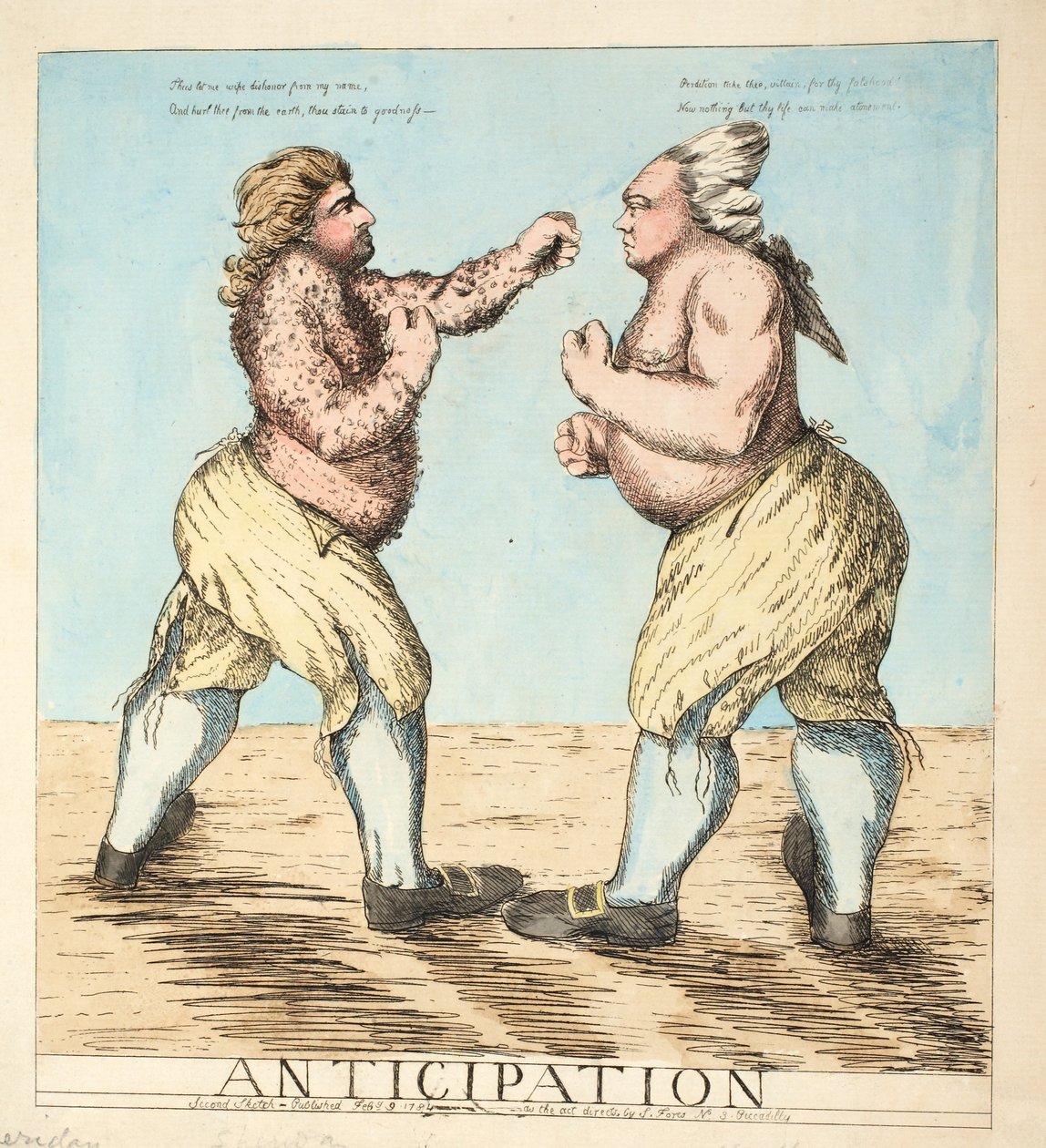 Antecipação, pub. 1784 (gravura colorida à mão) de English School