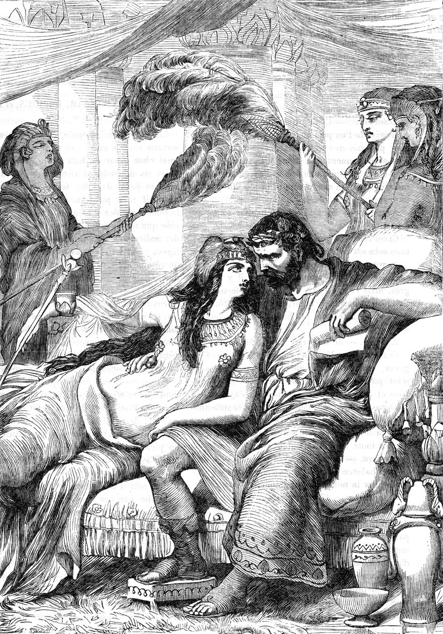 Antoine et Cleopatre (Antony e Cleopatra) - Ilustração em "Completes de William Shakespeare" 1866 - As ilustrações e a forma geral desta edição são emprestadas do Shakespeare ilustrado de Cassell, publicado em Londres de English School