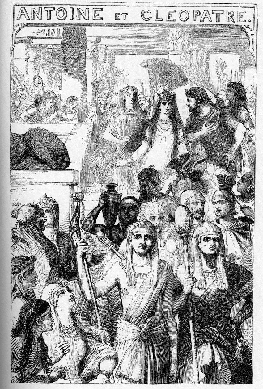 Antoine et Clopatre (Antony and Cleopatra) - Ilustração em "Completes de William Shakespeare" 1866 - As ilustrações e a forma geral desta edição são emprestadas do Shakespeare ilustrado de Cassell, publicado em Londres de English School