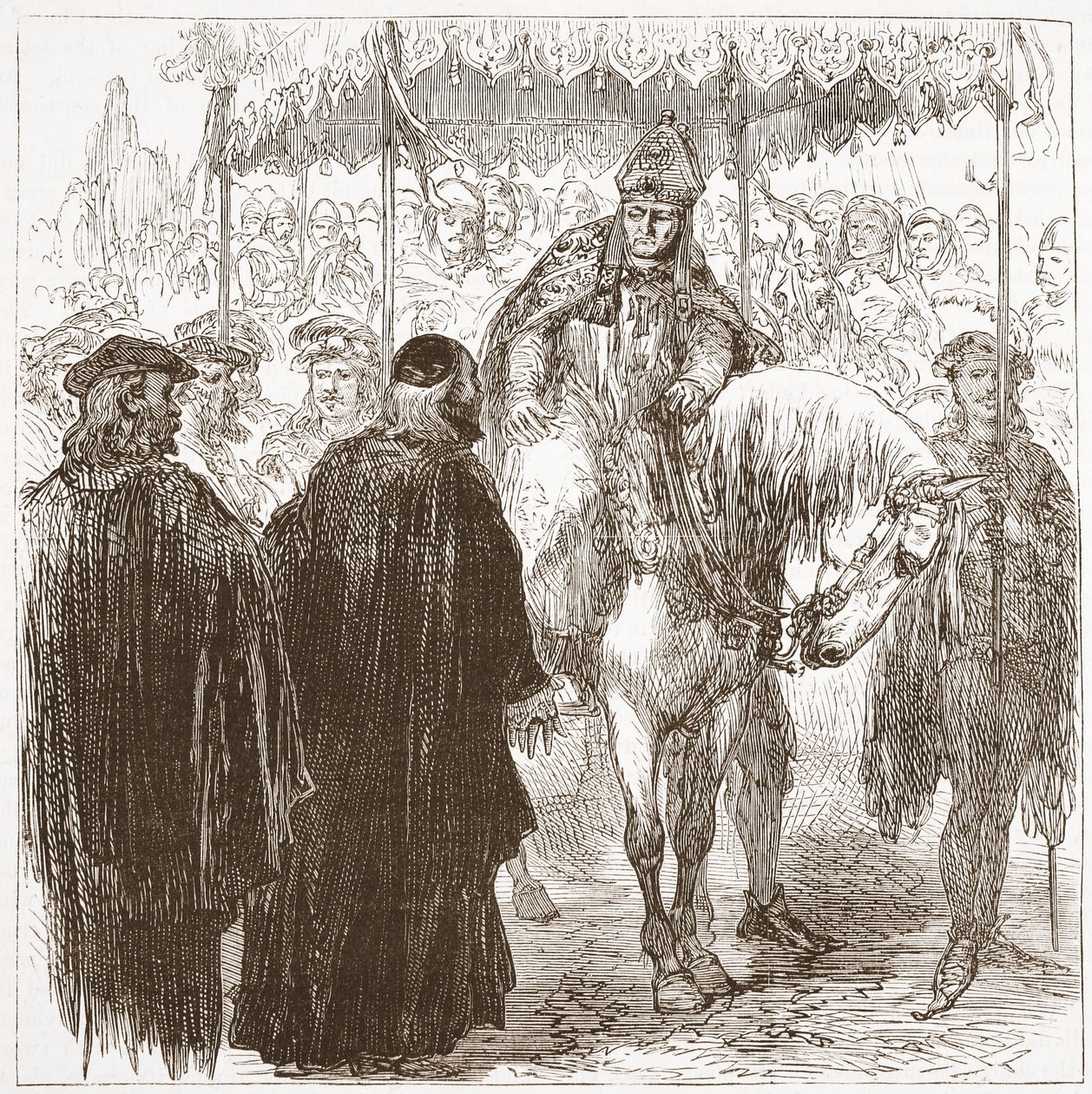 Arcebispo Arundel em Oxford, ilustração da história do protestantismo por James Aitken Wylie (1808-1890), bar. 1878 de English School