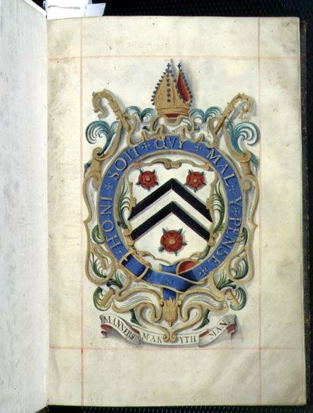 Arquivo 3693 fol.1 Brasão de Armas de um Livro de Benefícios do New College, Oxford de English School