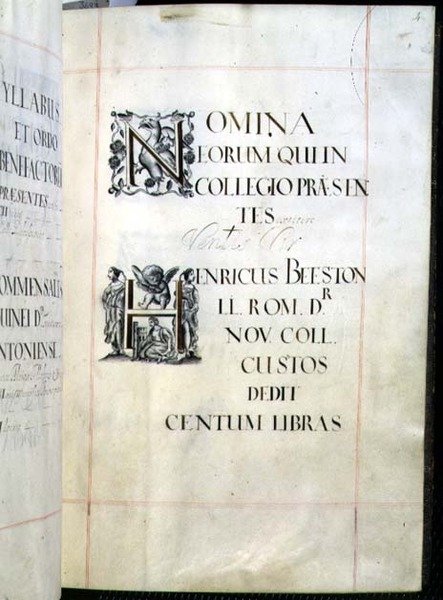 Arquivo 3693 fol.4 Página de um Livro de Benefícios do New College, Oxford de English School