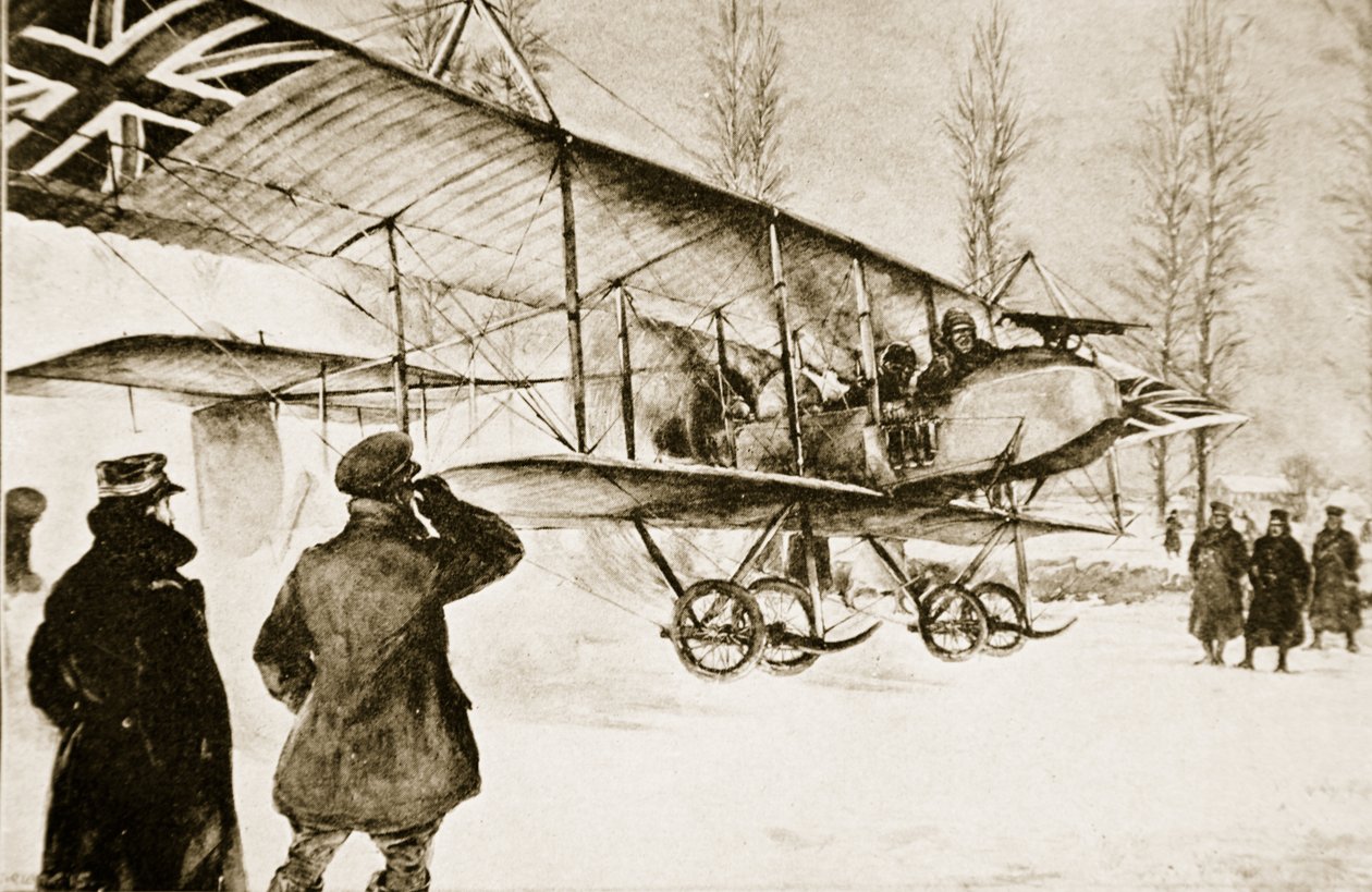 Biplano britânico armado a partir da sede perto de Hollebeke, 1914-19 de English School