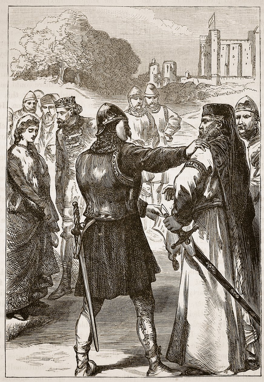 Detenção do Duque de Gloucester, ilustração da História Ilustrada de Cassells da Inglaterra (foto sépia) de English School