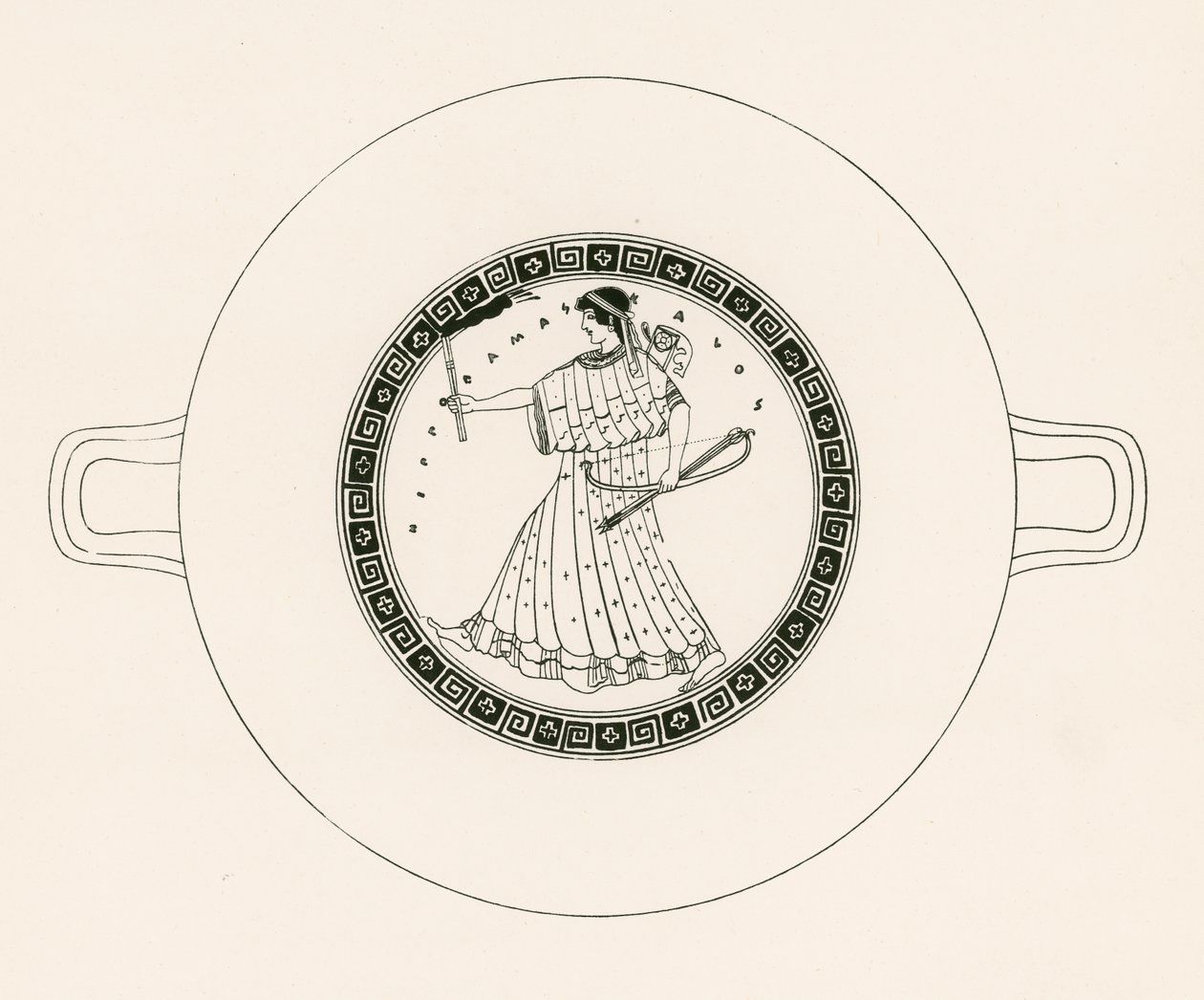 Ártemis com arco, flecha e tocha (gravura) de English School