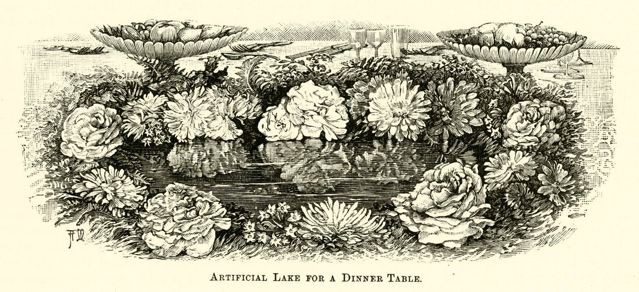 Lago artificial para uma mesa de jantar (gravura) de English School