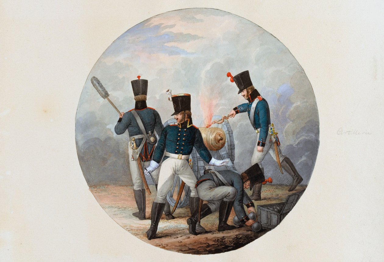 Artilharia, c.1807 (aguarela sobre papel) de English School