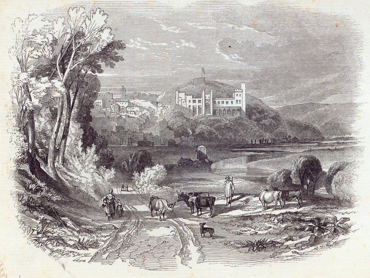 Castelo de Arundel e cidade, de &39;The Illustrated London News&39;, 20 de setembro de 1845 (gravura) de English School