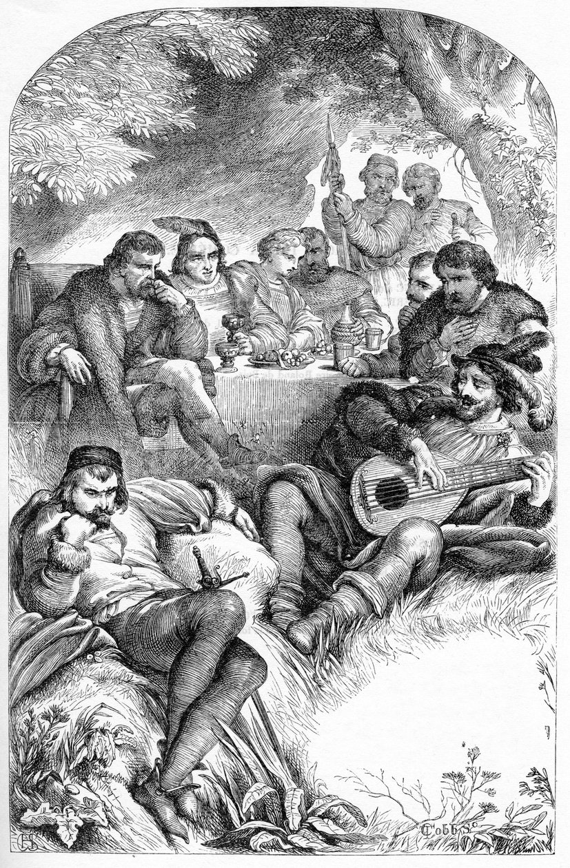 As You Like it - Illustration in "Works complete by William Shakespeare" 1866 - As ilustrações e a forma geral desta edição são emprestadas do Shakespeare ilustrado de Cassell, publicado em Londres. de English School