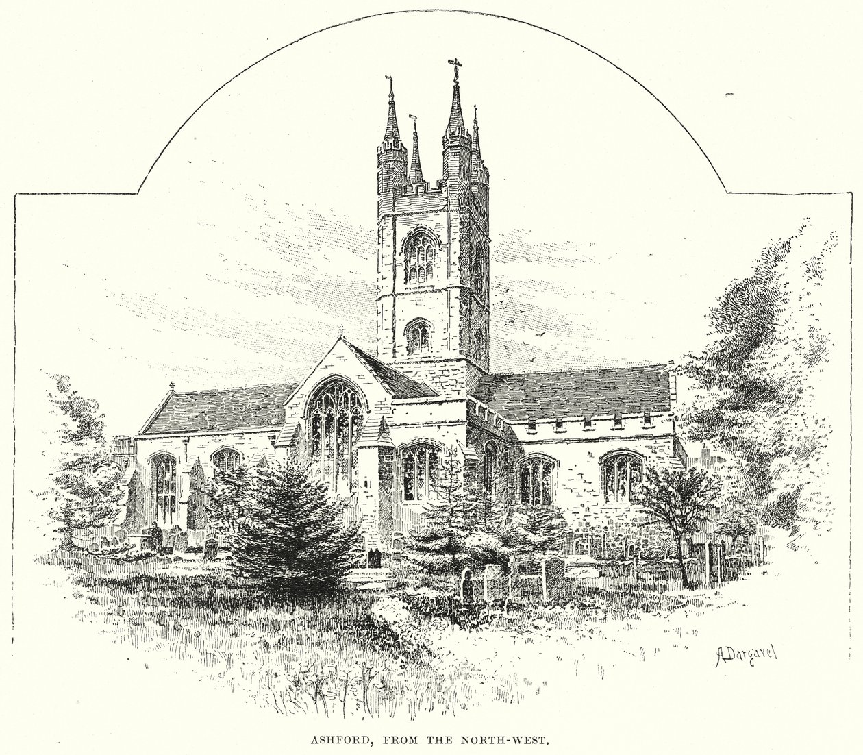 Ashford, do noroeste (gravura) de English School