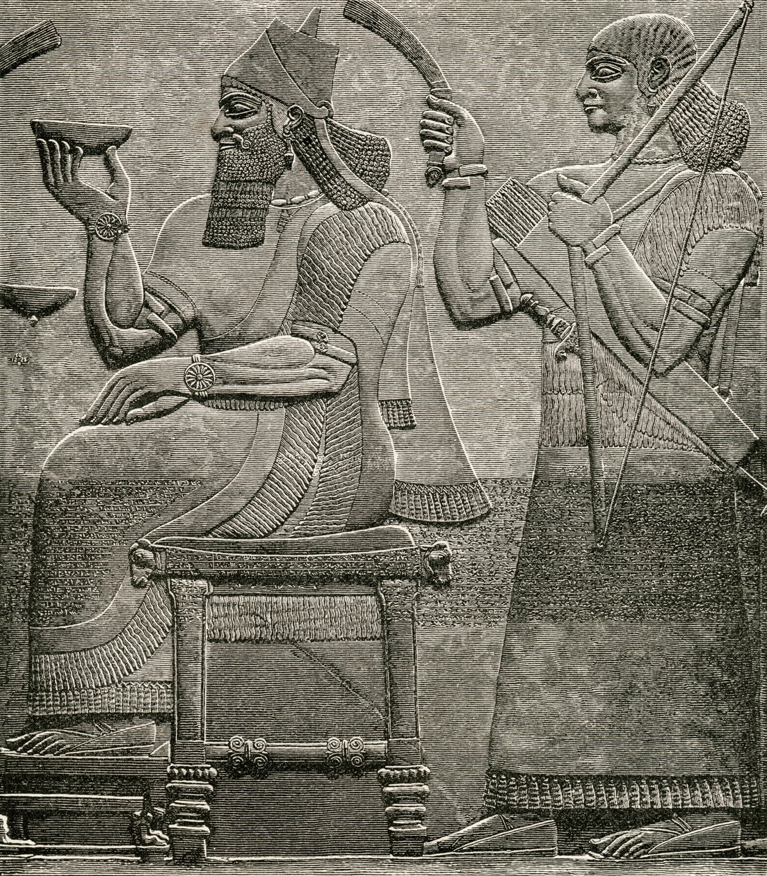 Ashur-nasir-pal II, de um baixo-relevo no Museu Britânico, de The Worlds Inhabitants, de GT Bettany, publicado em 1888 de English School