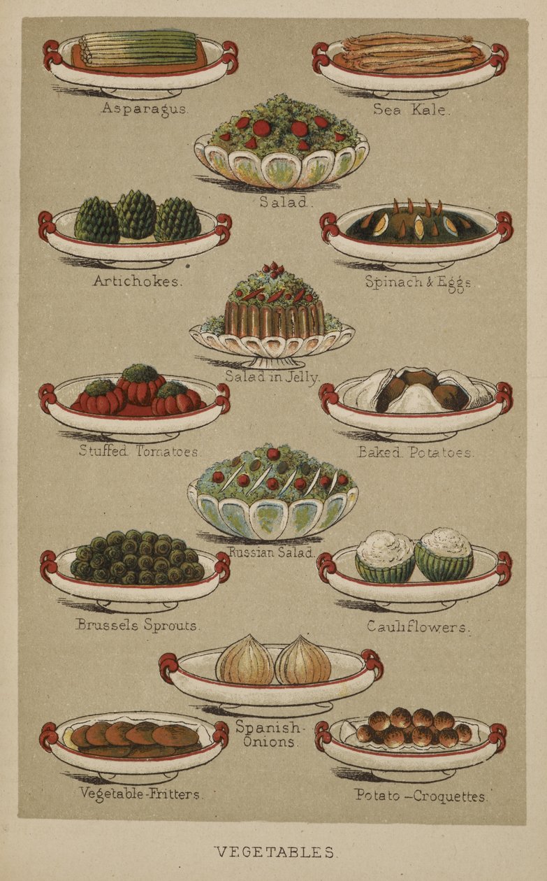 Pratos variados de legumes, de 