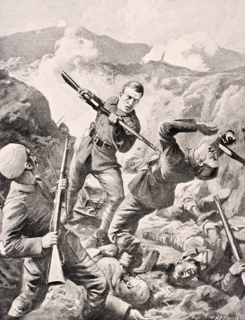 Lance-Cabo Australiano Albert Jacka, VC, de &39;The War Illustrated Album deLuxe&39;, publicado em Londres, 1916 de English School