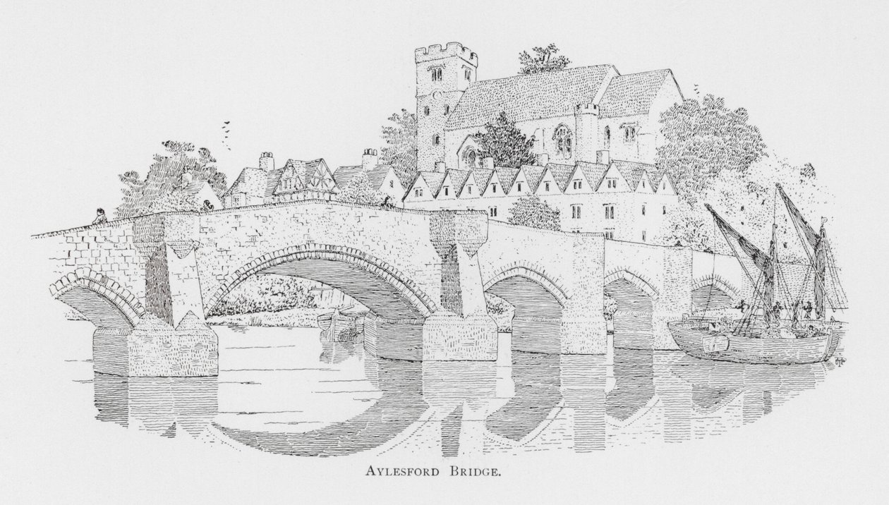 Ponte de Aylesford (litografia) de English School