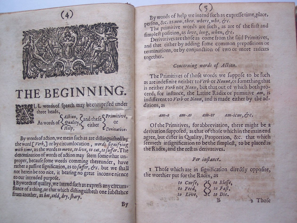 BT3.206.24 Páginas da obra de base, ou fundação colocada, (ou assim pretendido) para o enquadramento de uma nova linguagem perfeita: e uma universal ou commonwriting por Francis Lodowyck, publicado em Londres, 1652 de English School