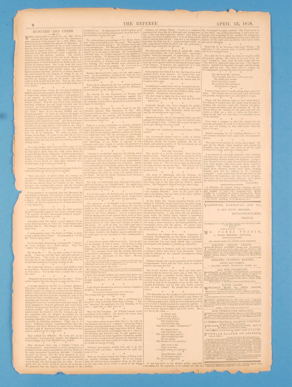 Página de trás do árbitro, no.35. 15 de abril de 1878 de English School