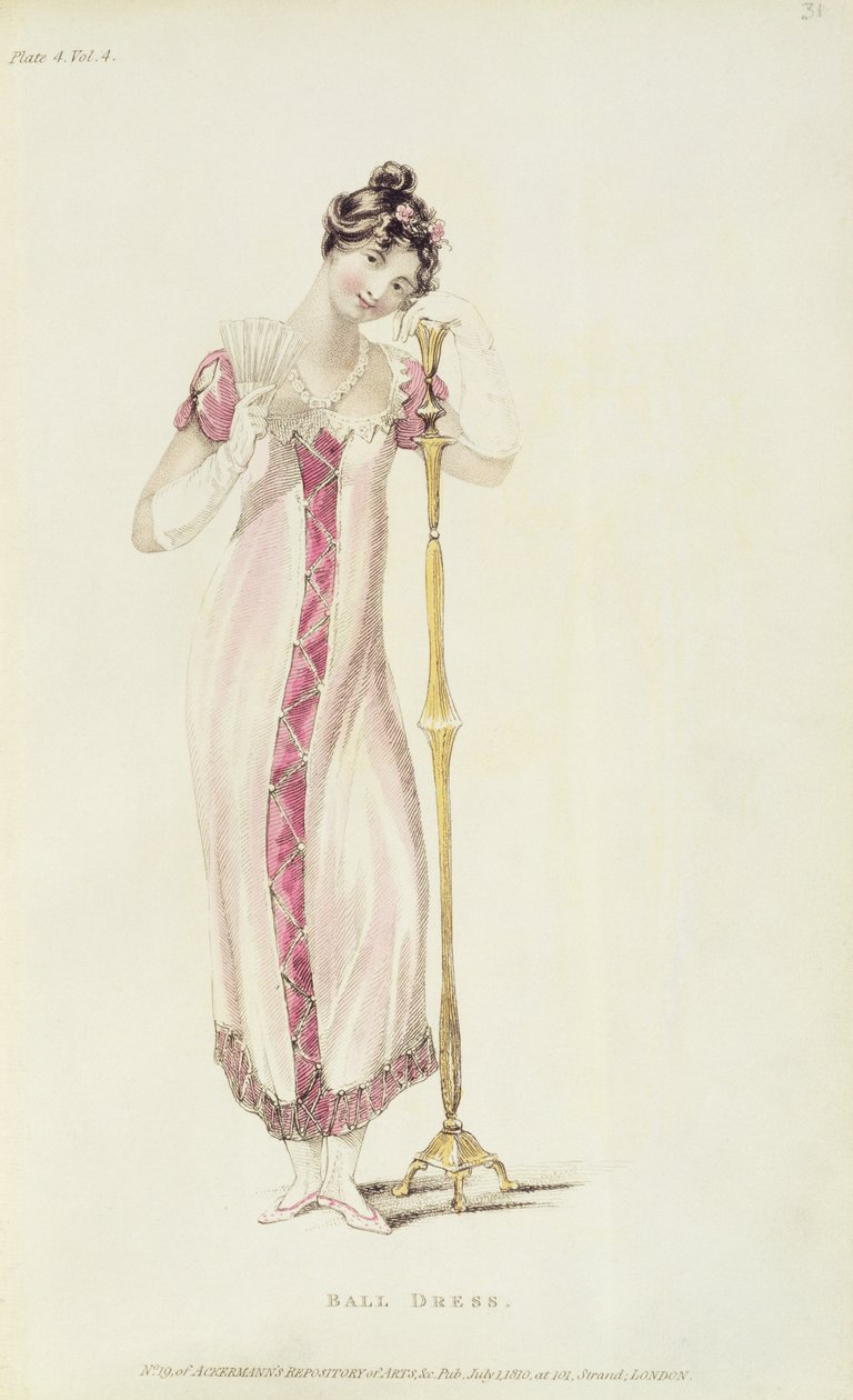Ball dress, fashion plate de Ackermanns Repository of Arts de English School