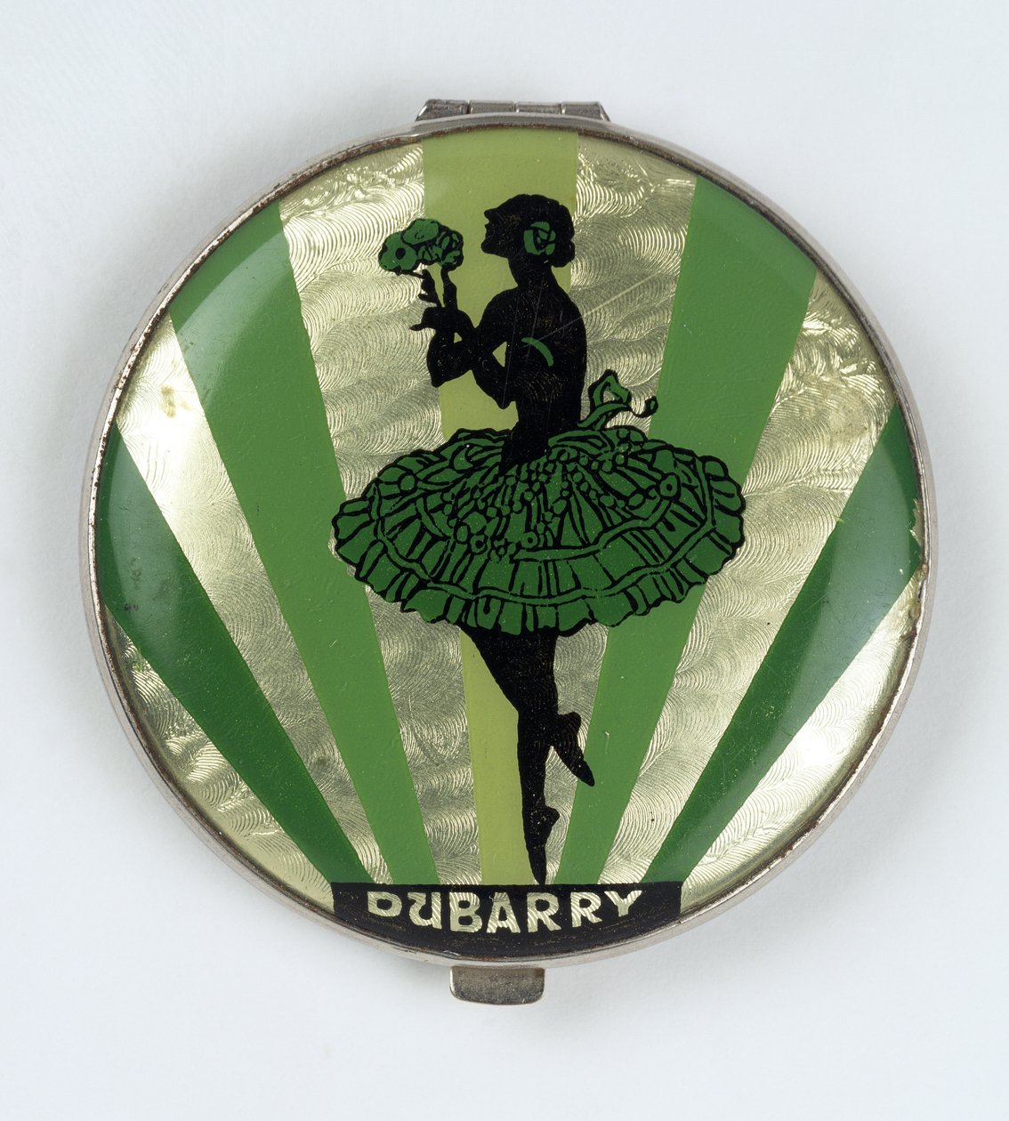 Bailarina em pó compacto, feita por Dubarry, 1920-30 de English School