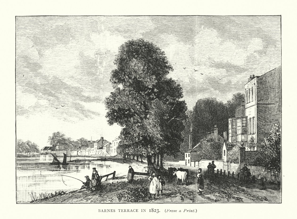 Barnes Terrace em 1823 (gravura) de English School