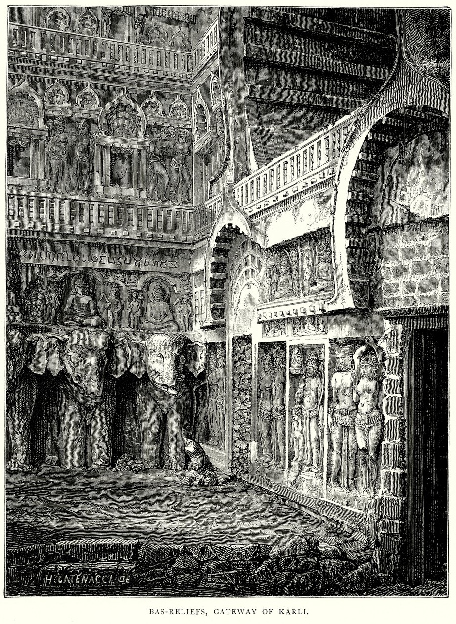 Bas-Reliefs, Porta de Karli (gravura) de English School