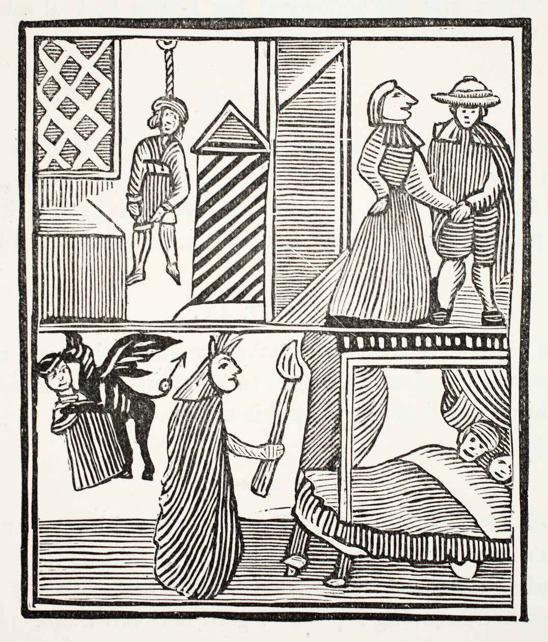 Tragédia de Batemans, ilustração dos Chap-livros do século XVIII por John Ashton, bar. 1882 de English School