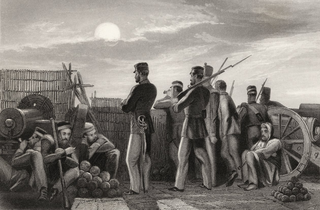 Bateria em Lucknow, os defensores à procura, de "A História do Motim Indiano" de English School