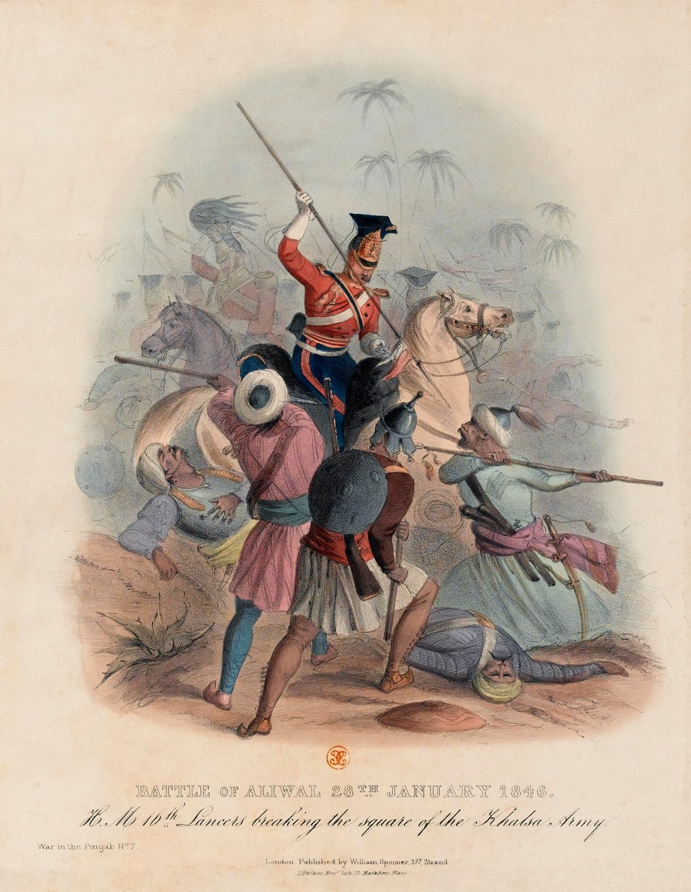 Batalha de Aliwal, 28 de janeiro de 1846 (litografia a cores) de English School