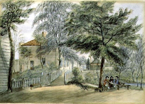 Bayswater Tea Gardens (aguarela sobre papel) de English School
