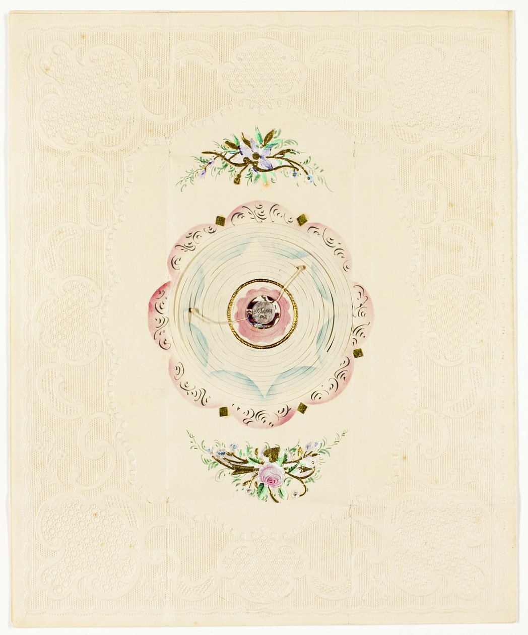 Be Thine, c.1830 (impressão a cores dos namorados com borda de renda) de English School
