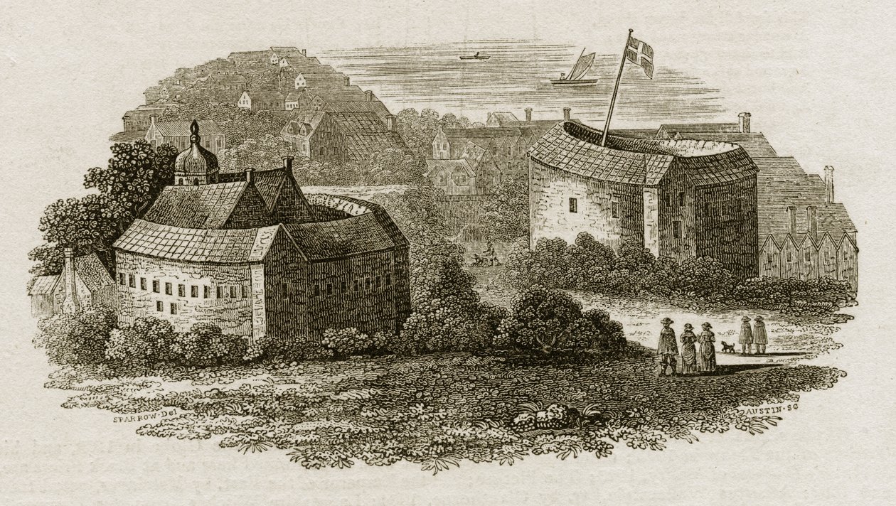 Bear Garden and Globe Theatre, Southwark, Londres, c.1600 (gravura) de English School