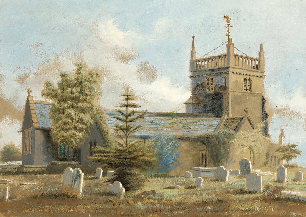 Igreja Velha Bedminster (óleo sobre papel) de English School