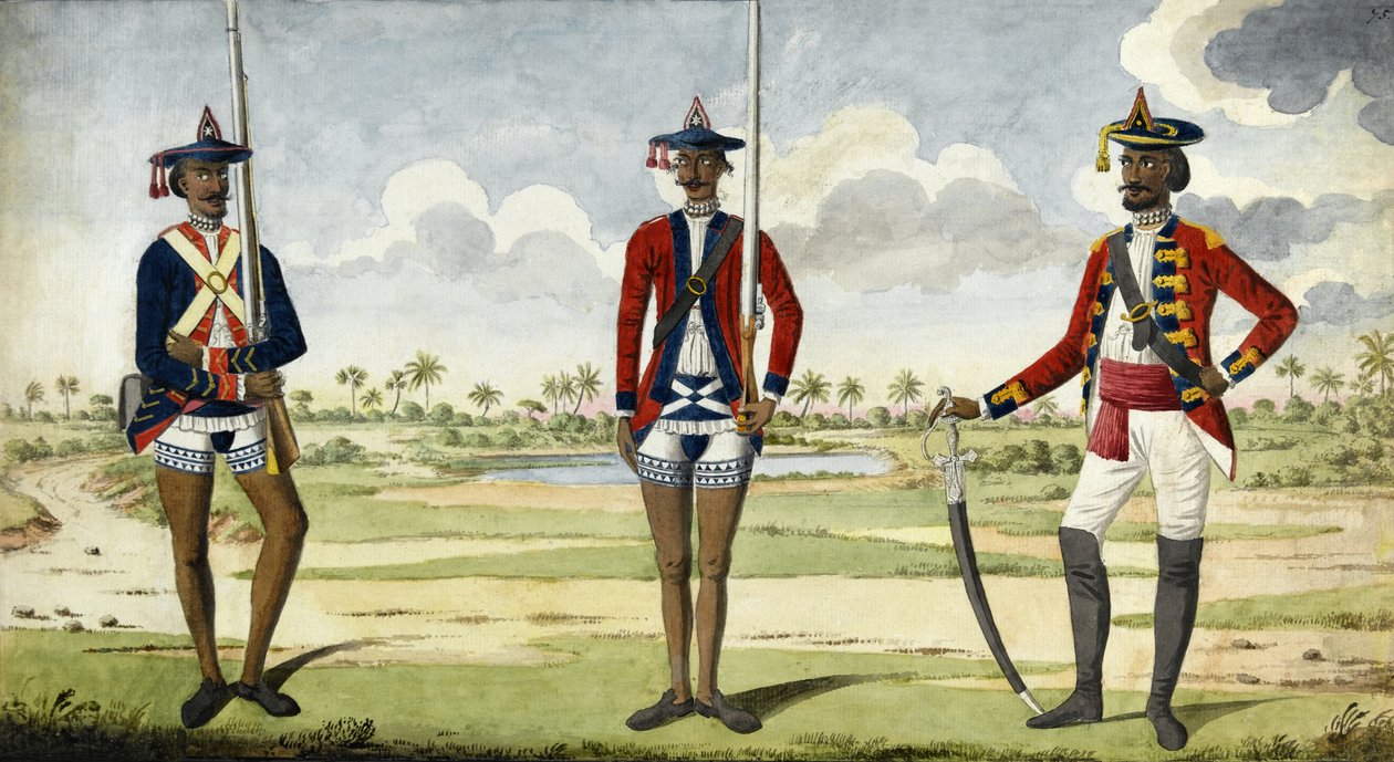 Tropas do Exército de Bengala, c.1785 de English School