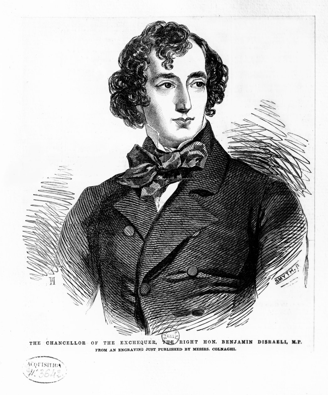 Benjamin Disraeli, c.1837 (gravura) de English School