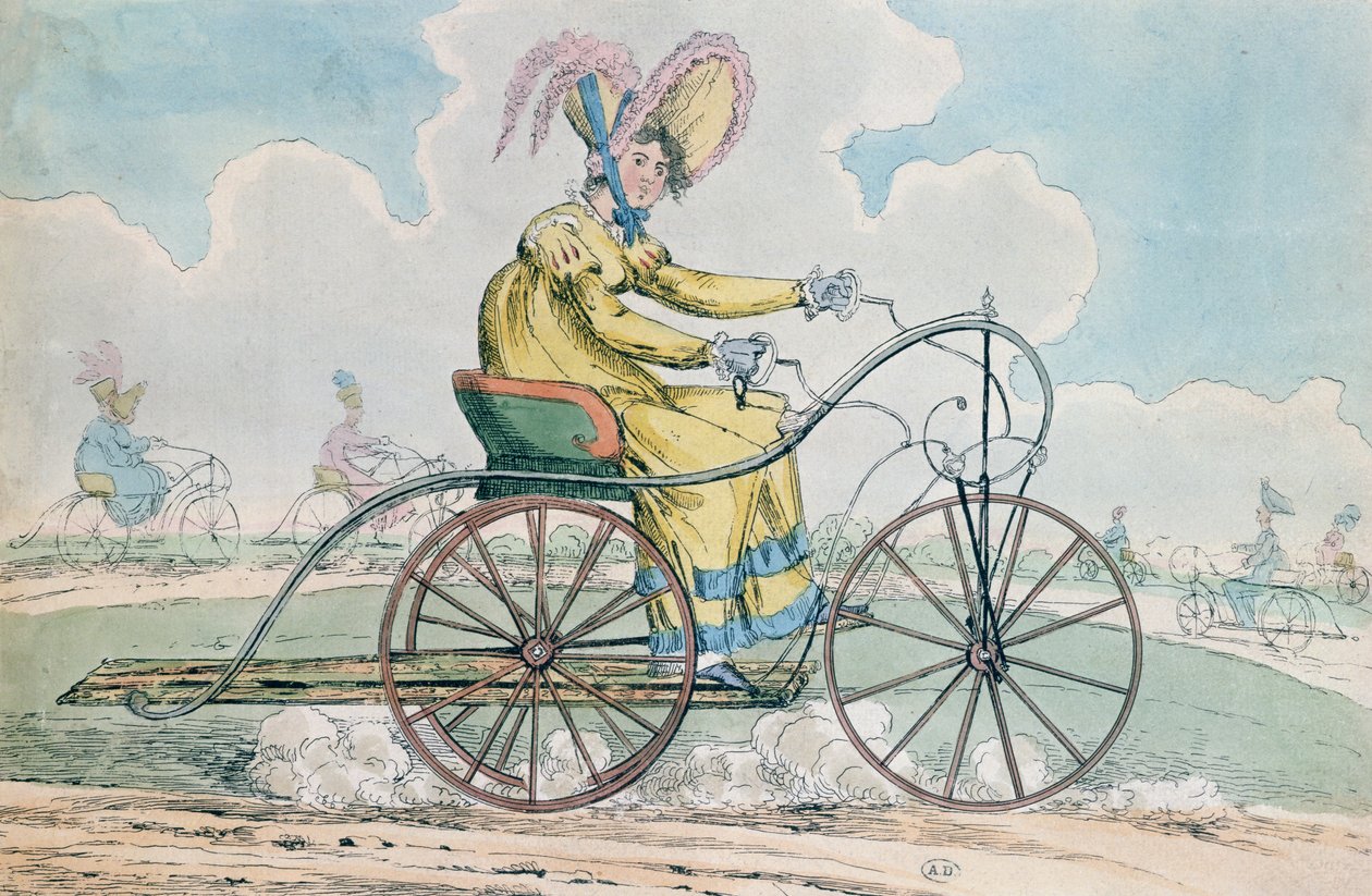 Bicicleta com três rodas, o hobby das senhoras, 1819 de English School