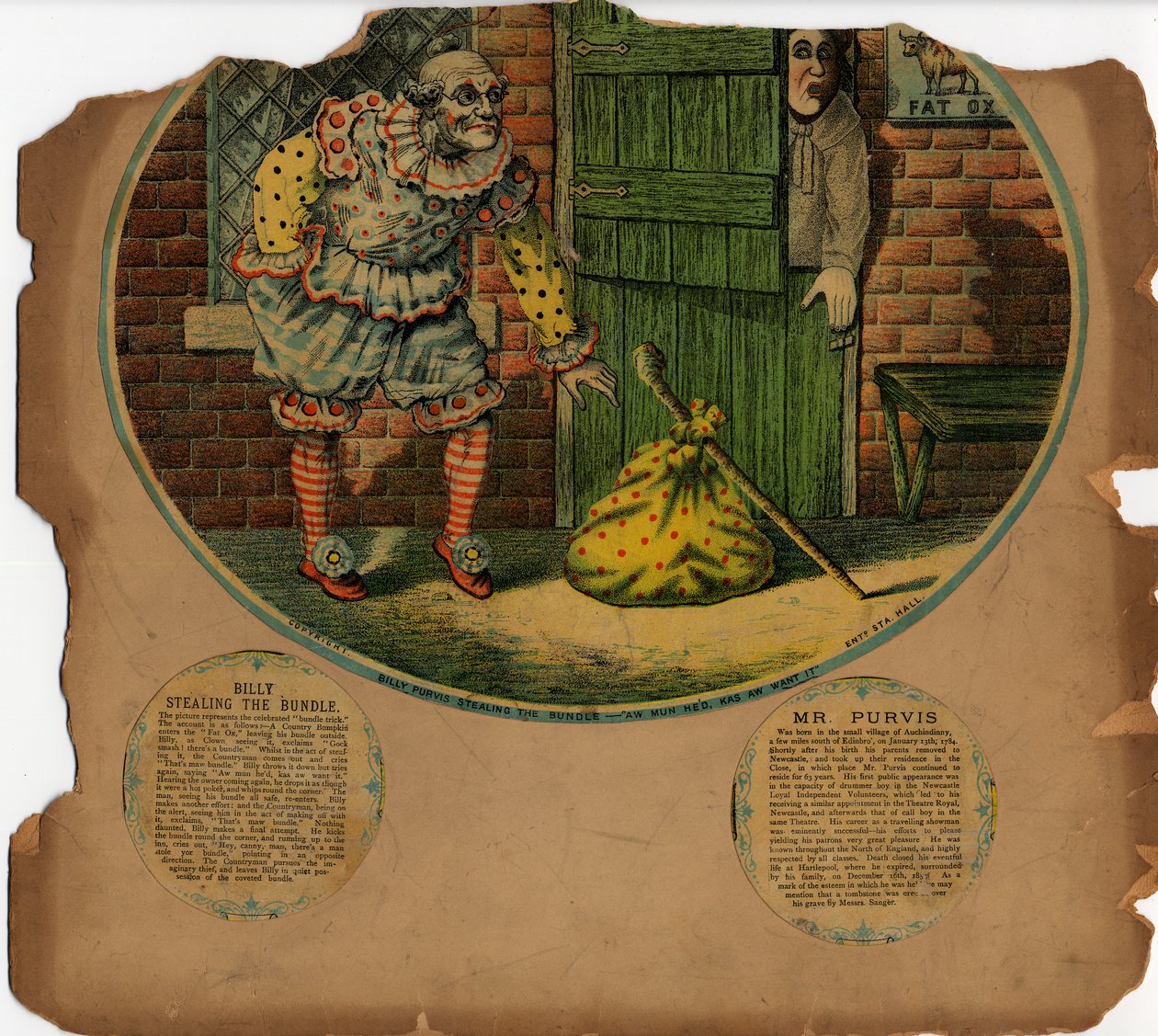 Billy Purvis Stealing the Bundle (litografia a cores) de English School