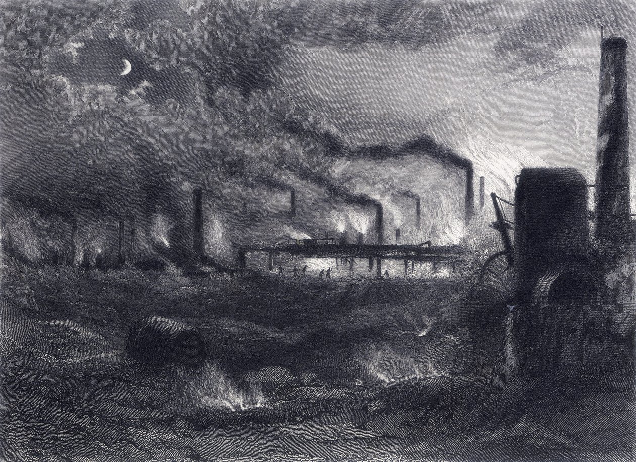 Black Country, perto de Bilston, Staffordshire, de "Staffordshire and Warwickshire Past and Present" de John Alfred Langford de English School