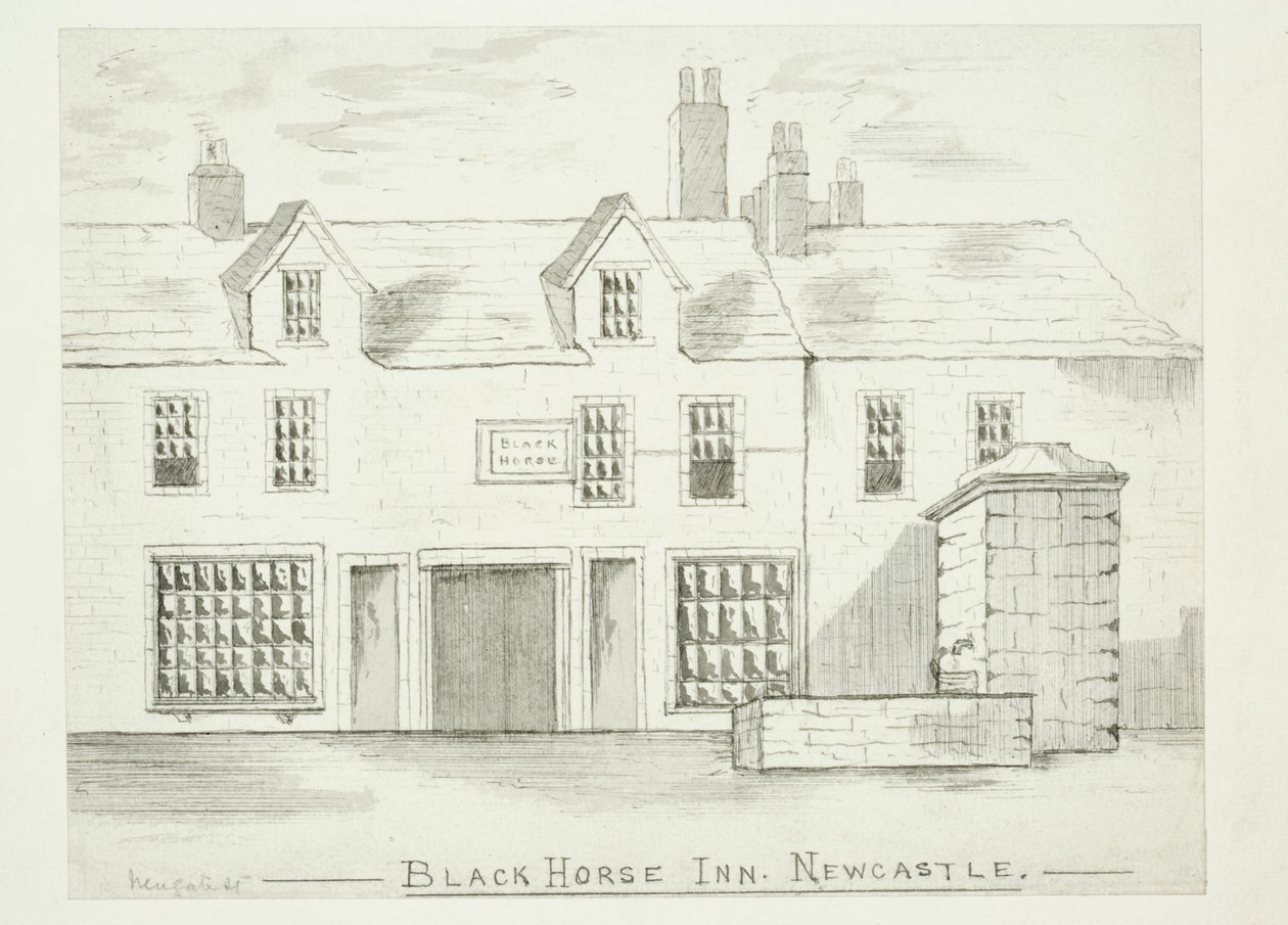 Black Horse Inn, Newcastle upon Tyne (tinta (lavagem) & caneta & tinta sobre papel) de English School
