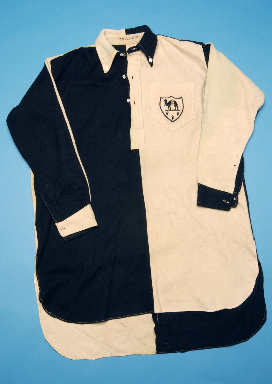 Camisa de futebol preto e branco, década de 1930 (algodão) de English School