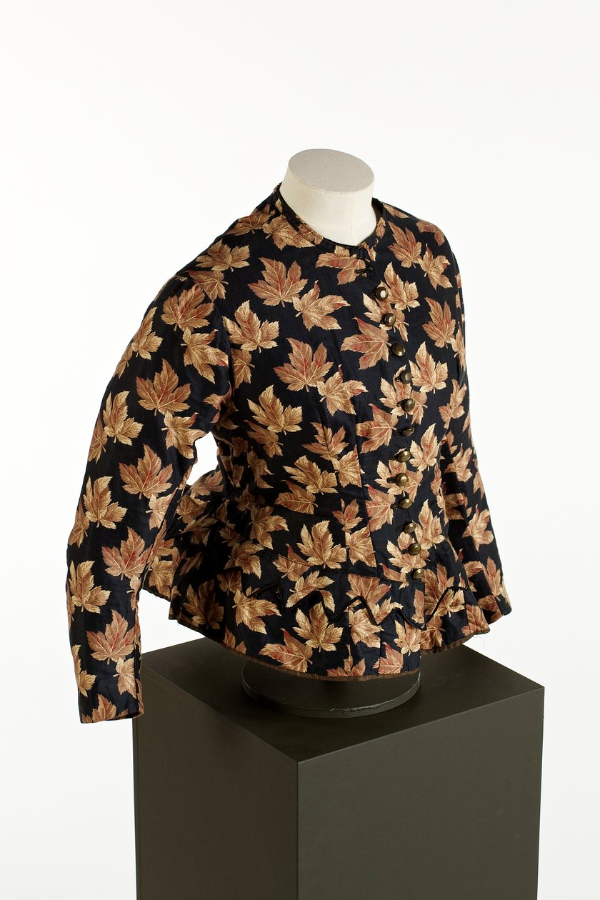 Corpete preto com estampado dourado marrom, c.1860-70 (algodão) de English School