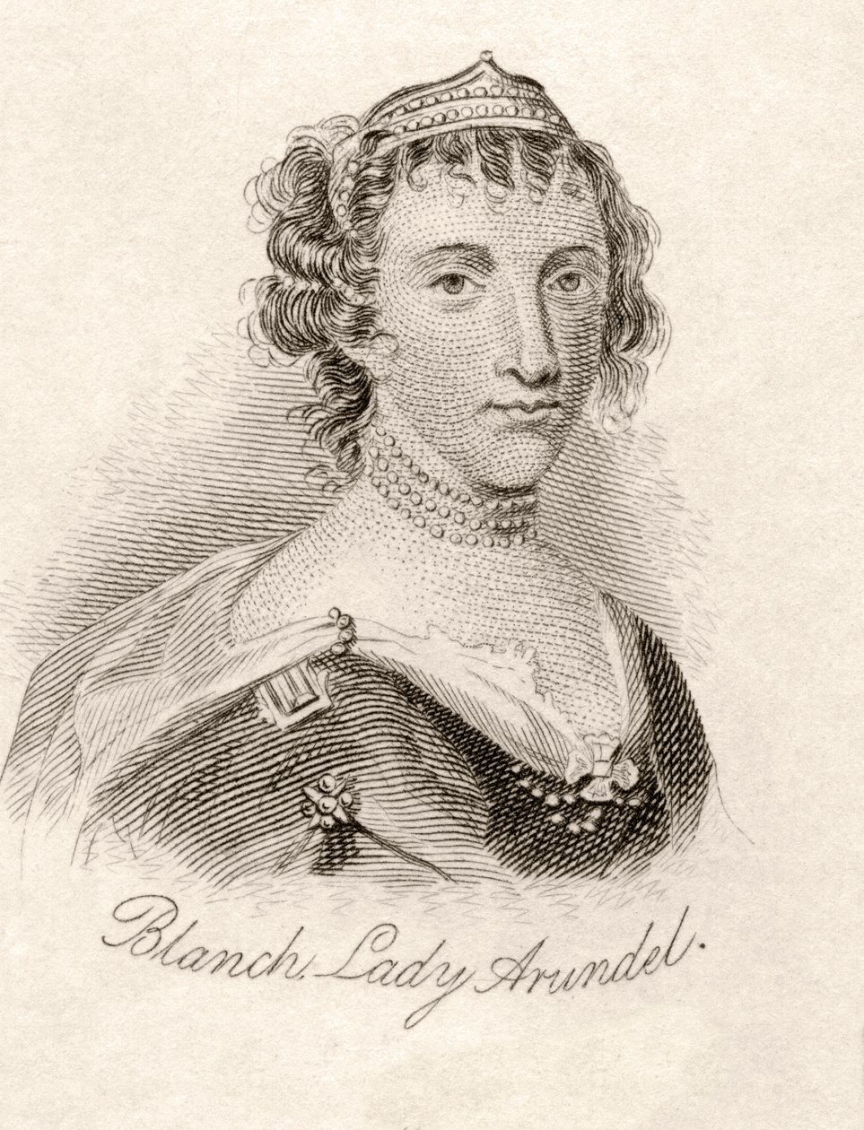 Blanche Somerset, Baronesa Arundell de Wardour, do &39;Crabb&39;s Historical Dictionary&39;, publicado em 1825 de English School
