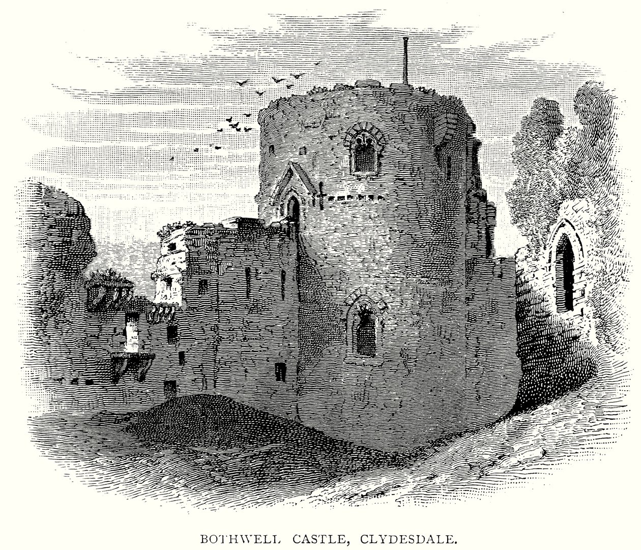 Castelo de Bothwell, Clydesdale (gravura) de English School