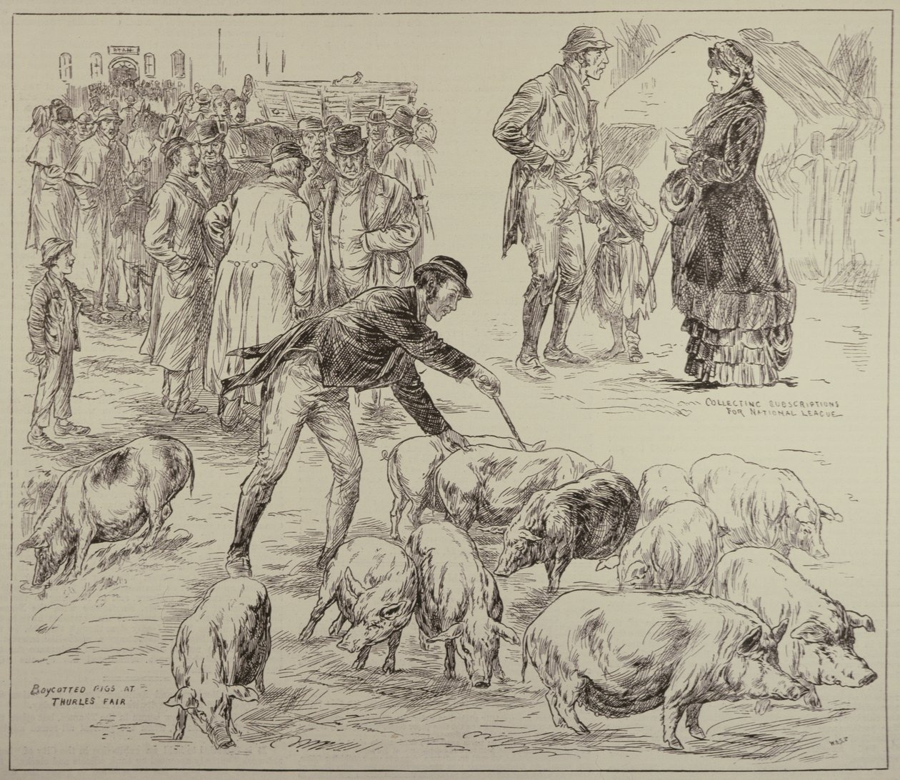 Boicote na Irlanda, de The Illustrated London News, 4 de outubro de 1886 de English School