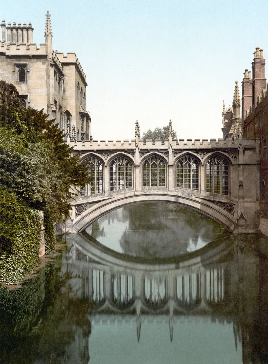 Ponte dos Suspiros, Cambridge (foto colorida à mão) de English School