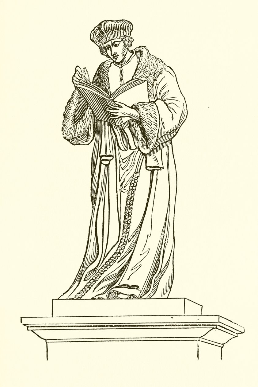 Estátua de bronze de Erasmo em Roterdão (gravura) de English School