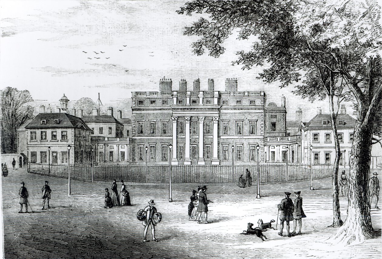 Buckingham House em 1775, de &39;Old and New London: Volume 4&39;, c.1878 de English School