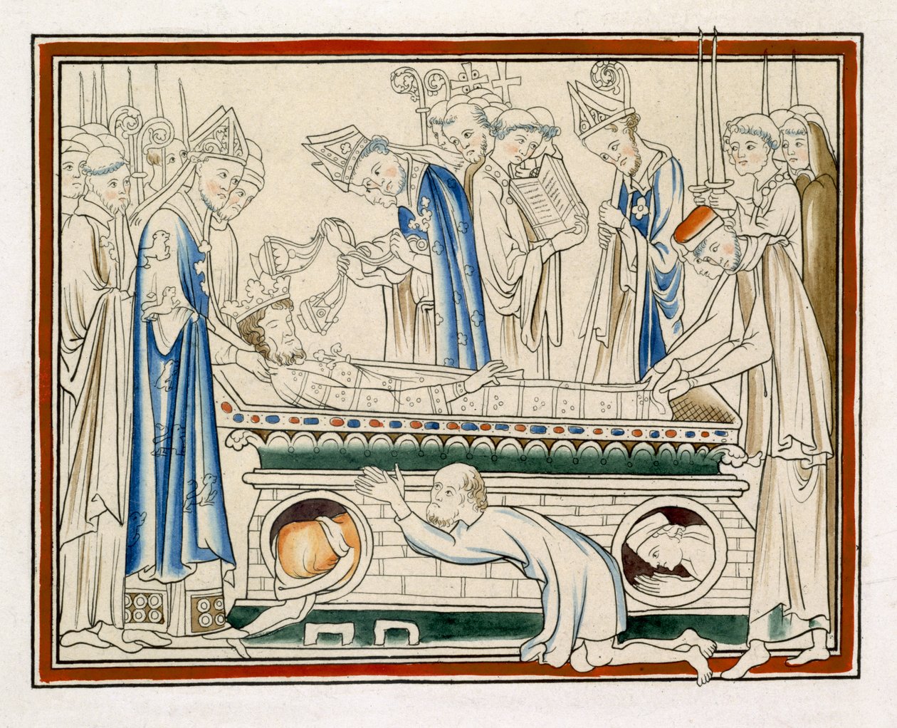 Enterro de Edward o Confessor, ilustração de um fac-símile da vida de St Edward o Confessor de English School