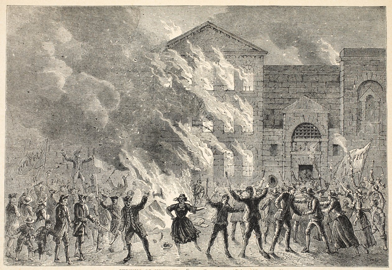 Queima de Newgate, de uma estampa contemporânea de English School