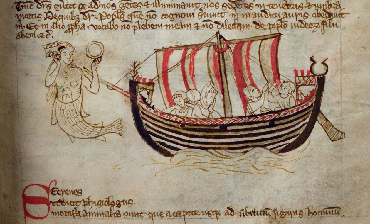 CCA-LitMs - D - 10 fol. 18r Siren, do Bestiário de English School