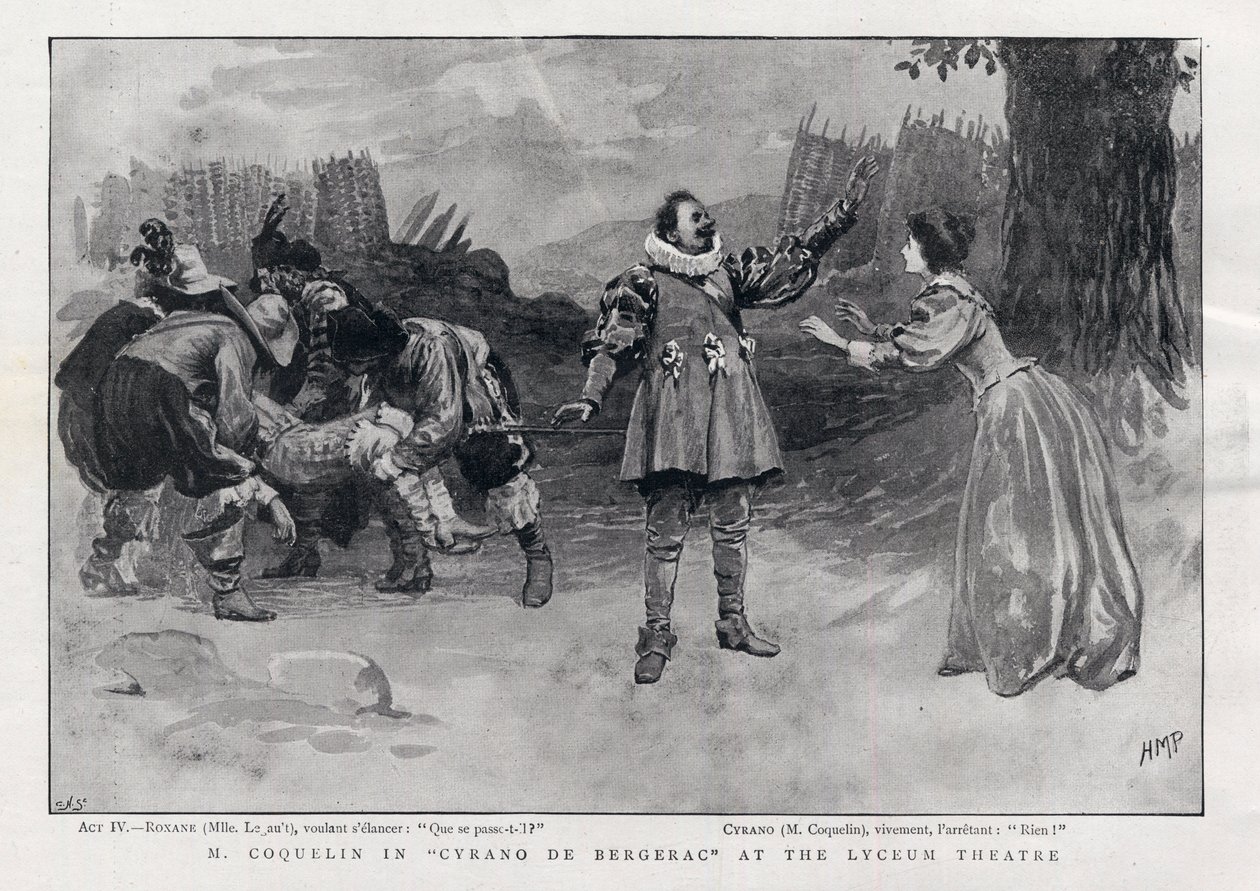 CONSTANT COQUELIN Aine (mais velho) Ator inglês no papel de Cyrano de Bergerac no Lyceum Theatre, Londres 1898 de English School